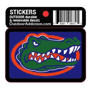 Florida Gators 2.5 x 1.5 inches cell phone sticker Mark your cell phone or any other item with these great designs sized perfectly for items like computers especially cell phones but works bigger items like your car too! Dimensions: 2.5" x 1.5 inch -Printed vinyl -Outdoor durable and ultra removable -Waterproof